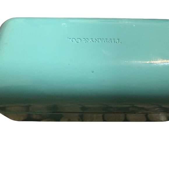 Tiffany & Co. Turquoise Blue Hard Clam Shell Flip Eyeglass Case and Cloth - Picture 13 of 13